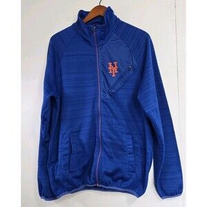 NY Mets Jacket Mens M Full Zip Blue G-III Carl Banks Genuine Merchandise